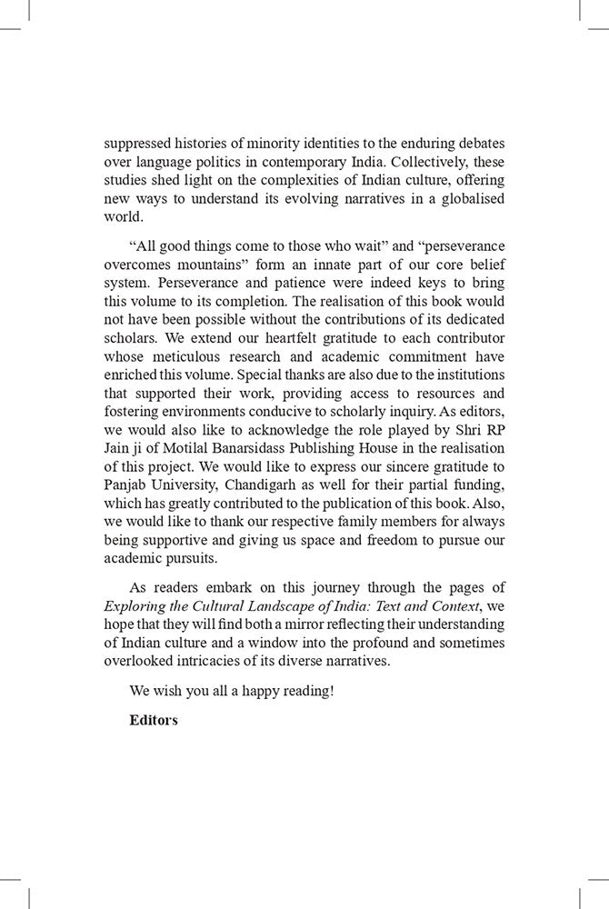 Exploring Cultural Landscape of India: Text and Context