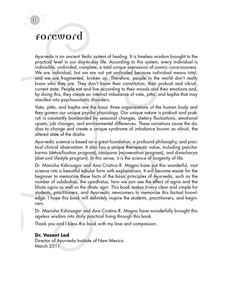 Ayurveda A Quick Reference Handbook