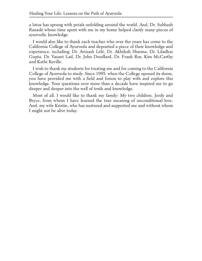 Healing Your Life: Lessons on the Path of Ayurveda