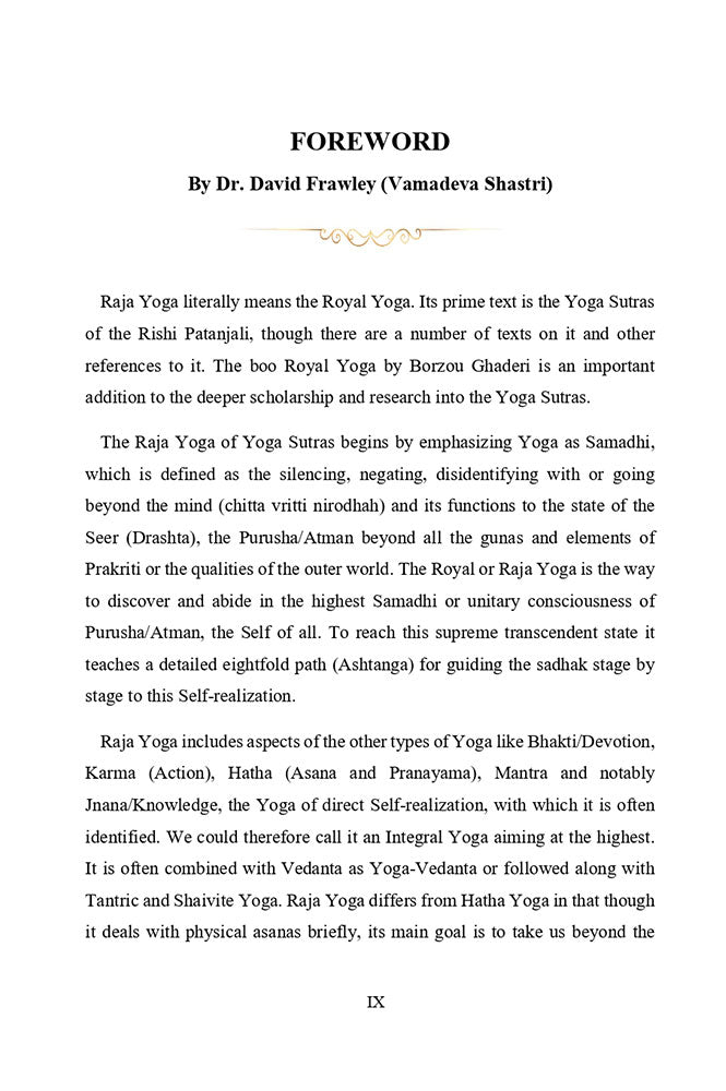 Royal Yoga: Insights into the Eightfold Path of Raja Yoga (Foreword by David Frawley)