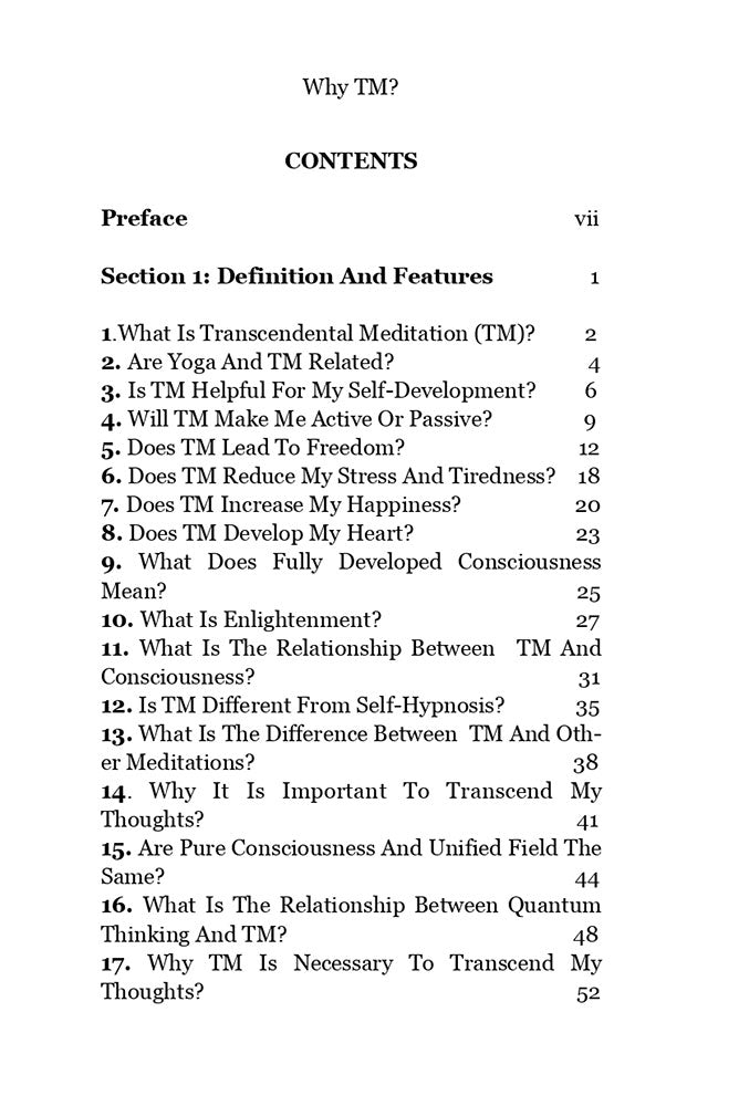 Why TM?: Answers to your Questions on Transcendental Meditation