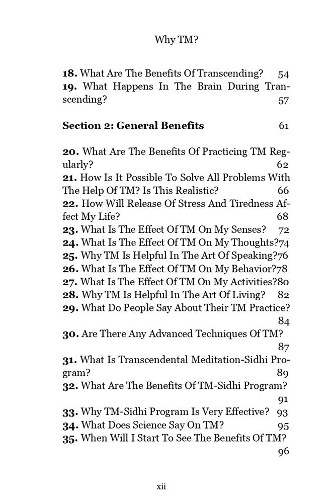 Why TM?: Answers to your Questions on Transcendental Meditation