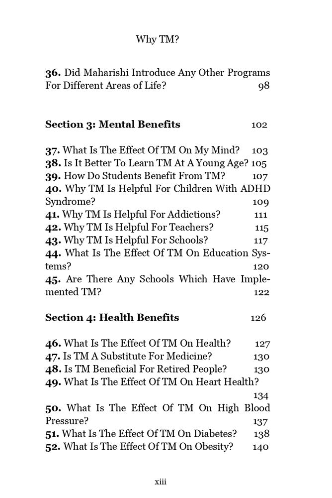 Why TM?: Answers to your Questions on Transcendental Meditation