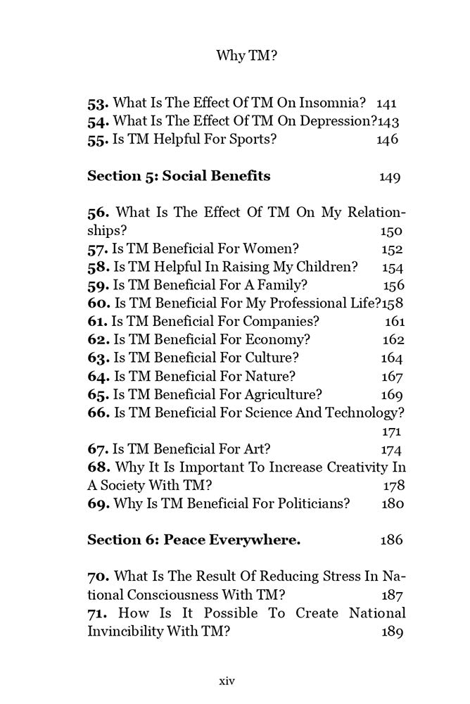 Why TM?: Answers to your Questions on Transcendental Meditation