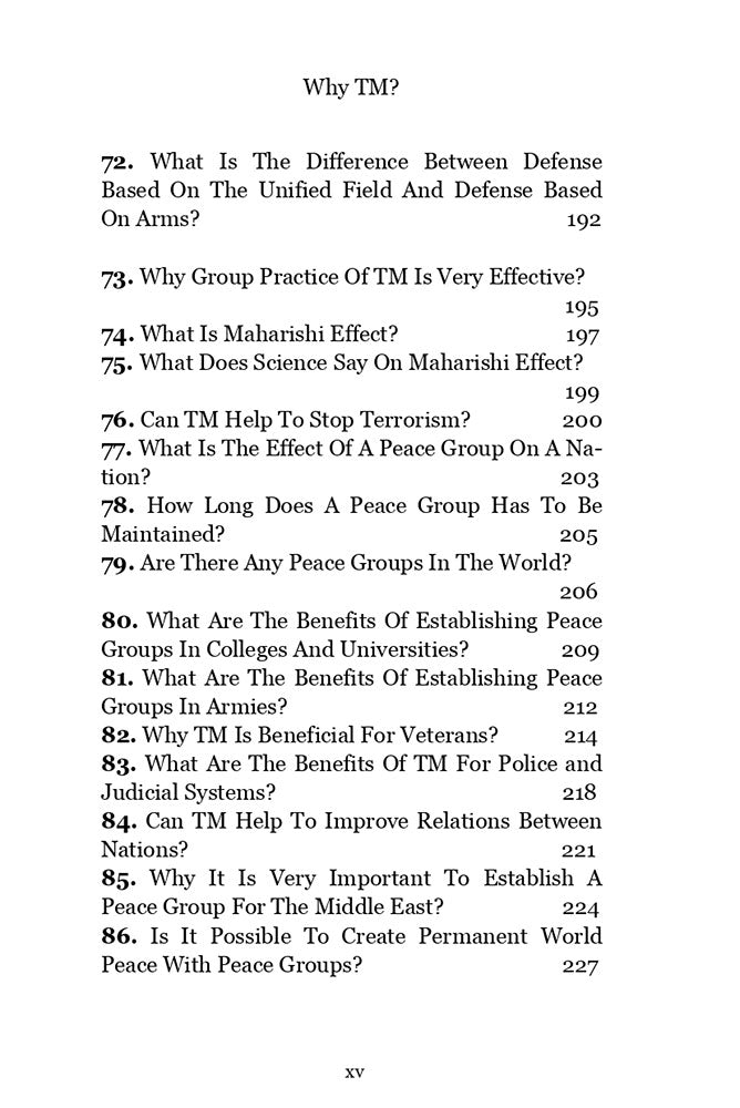 Why TM?: Answers to your Questions on Transcendental Meditation