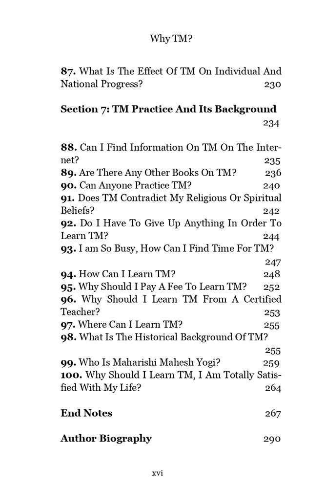 Why TM?: Answers to your Questions on Transcendental Meditation