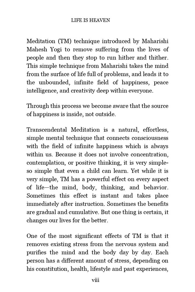 Life is Heaven: Maharishi Mahesh Yogi's Vedic Programs