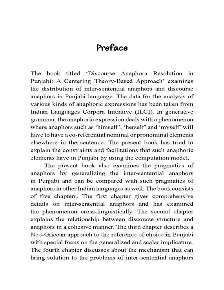 Discourse Anaphora Resolution in Punjabi: A Centering Theory-Based Approach