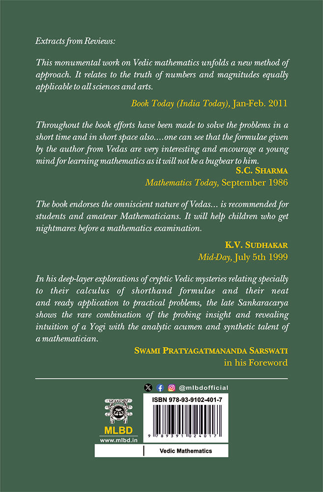 Vedic Mathematics Or Sixteen Simple Mathematical Formulae from The Vedas (For One-line Answers to All Mathematical Problems)