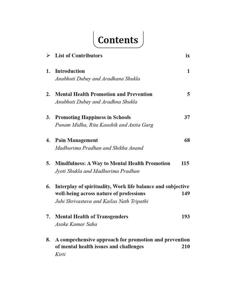 Mental Health: Promotion and Prevention