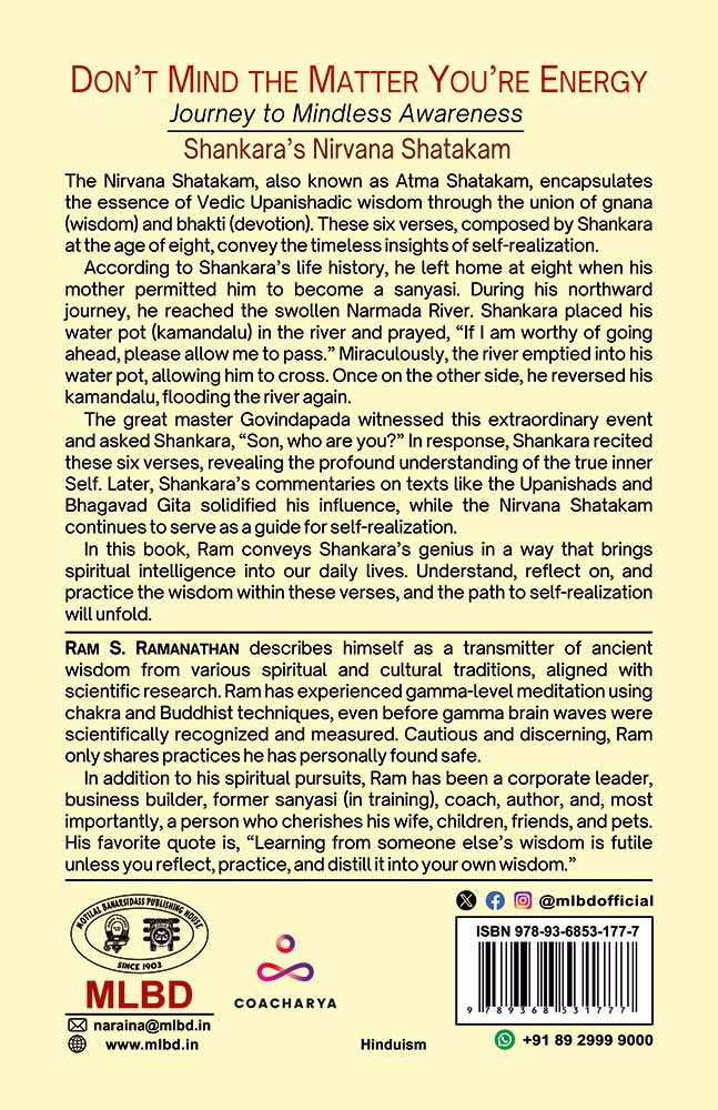 Don’t Mind the Matter You're Energy: Journey to Mindless Awareness (Shankara's Nirvana Shatakam)