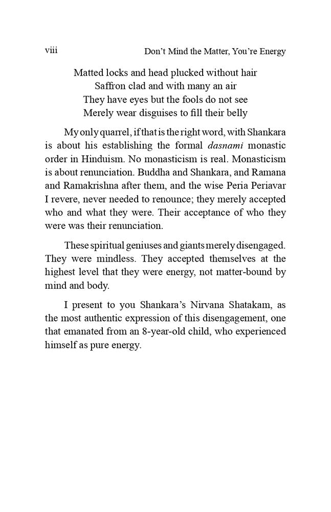 Don’t Mind the Matter You're Energy: Journey to Mindless Awareness (Shankara's Nirvana Shatakam)