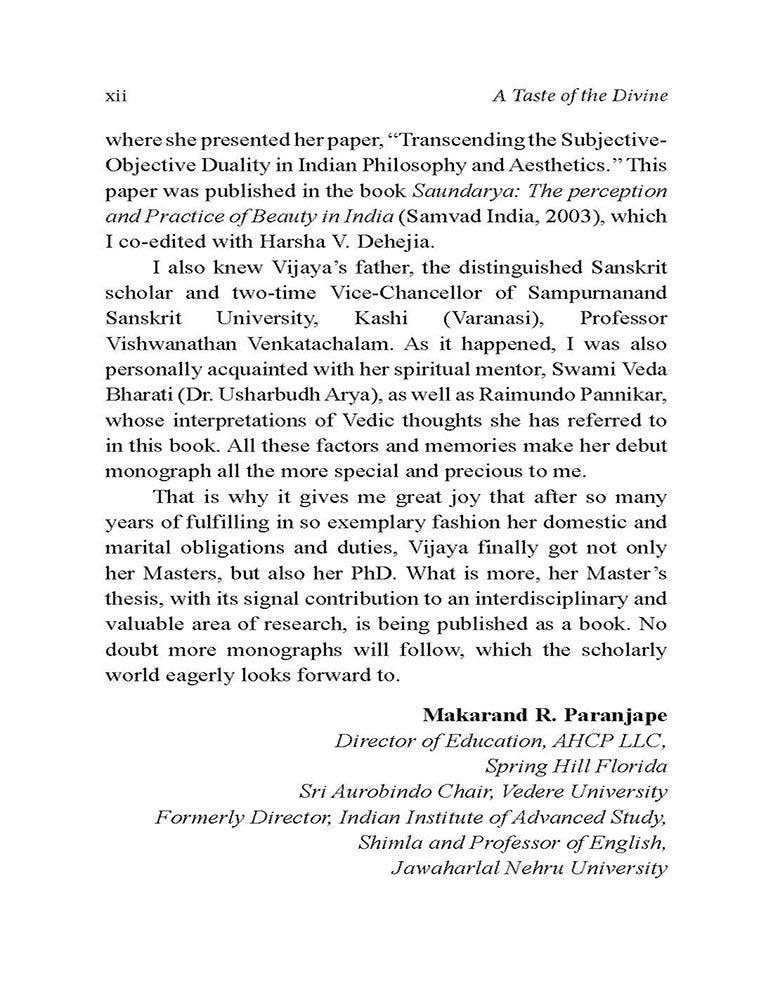 A Taste of the Divine: Rasa and Transcendence in Dialogue