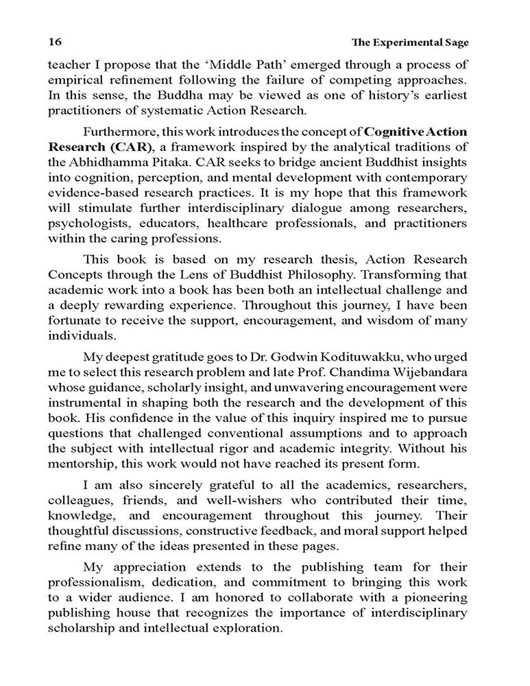 The Experimental Sage: Reclaiming Action Research through the Pali Canon (Introducing Cognitive Action Research (CAR) and the 2500 Year History of Self-Inquiry)