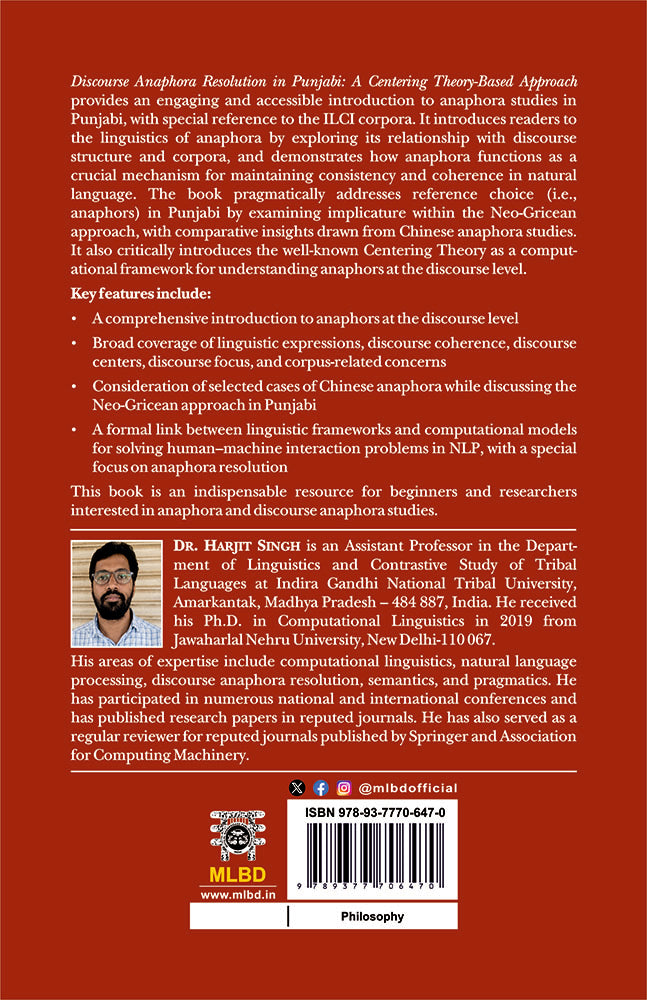 Discourse Anaphora Resolution in Punjabi: A Centering Theory-Based Approach